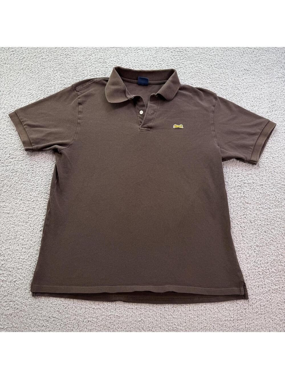 Vintage Le TIGRE Brown Tiger Logo Polo Shirt Mens L Y2K Preppy Cotton USA Style